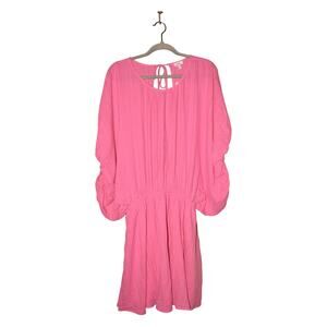 AERIE NEW $55 Pink Lightweight Cotton Dolman Sleeve Swim Cover Dress XXL‎